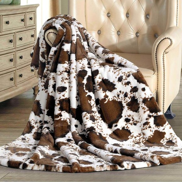 Bedding Members Mark Luxury Faux Fur Throw Cow Print 6 X 70 Poshmark